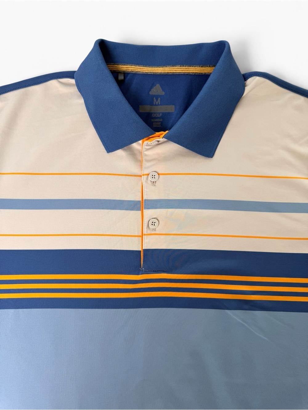 adidas Striped Polo in Blue, Cream and Yellow Accent